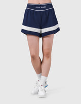 Waist Rib Flare Shorts - Navy