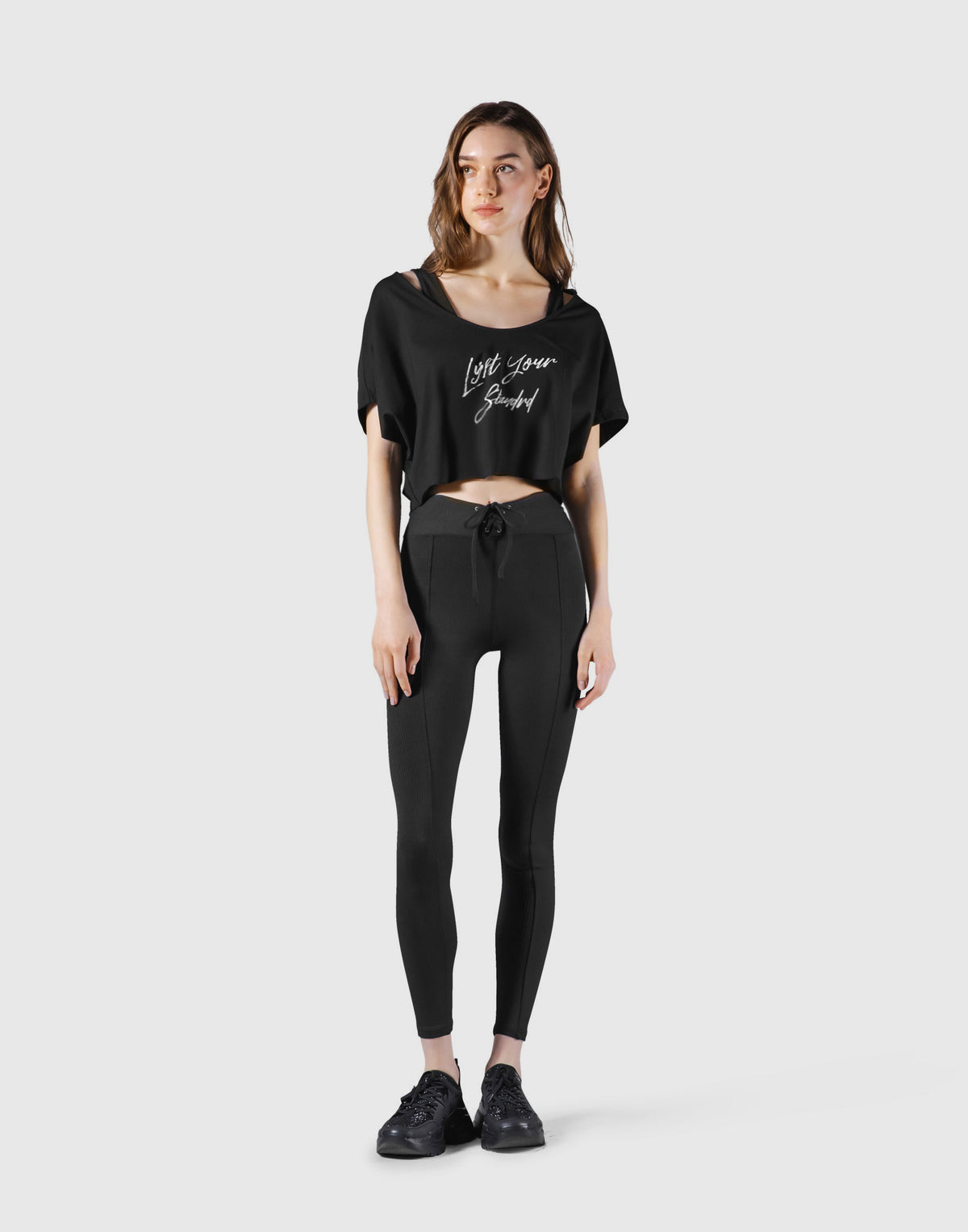 Loose Fit Stretch Message T-Shirt - Black