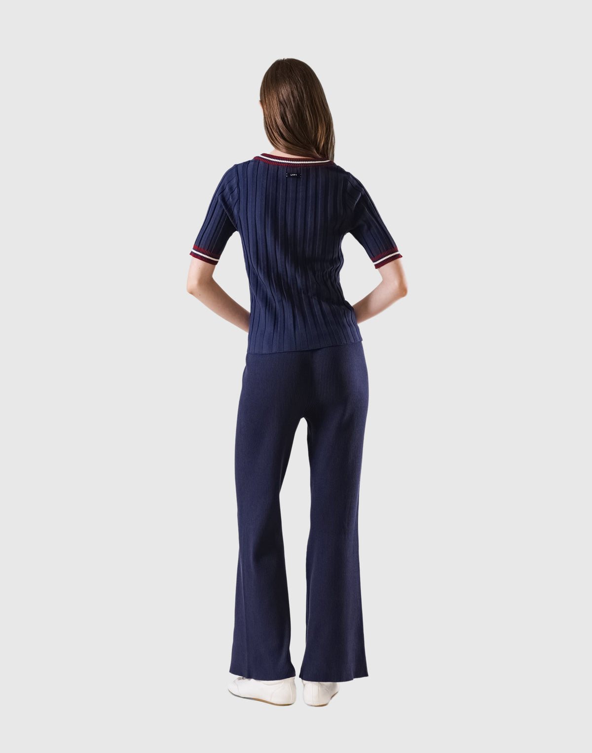Tricolor Knit T-Shirt - Navy
