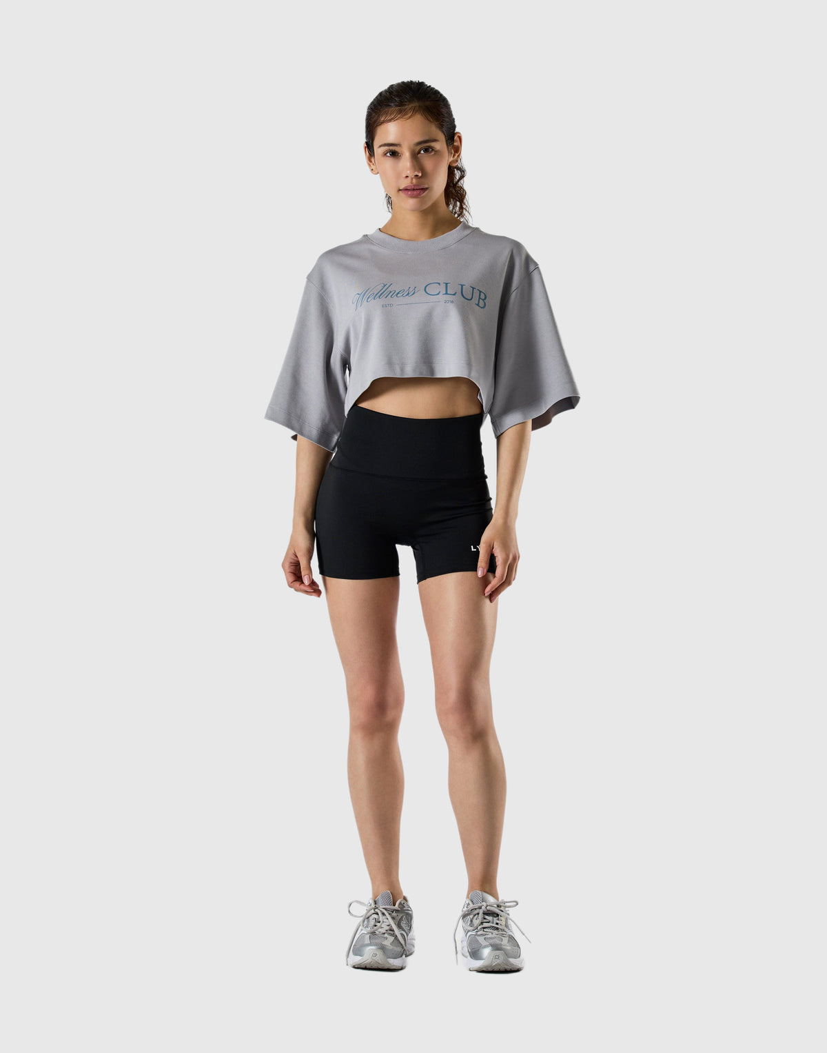 Wellness Club Logo Cropped T-Shirt - Grey