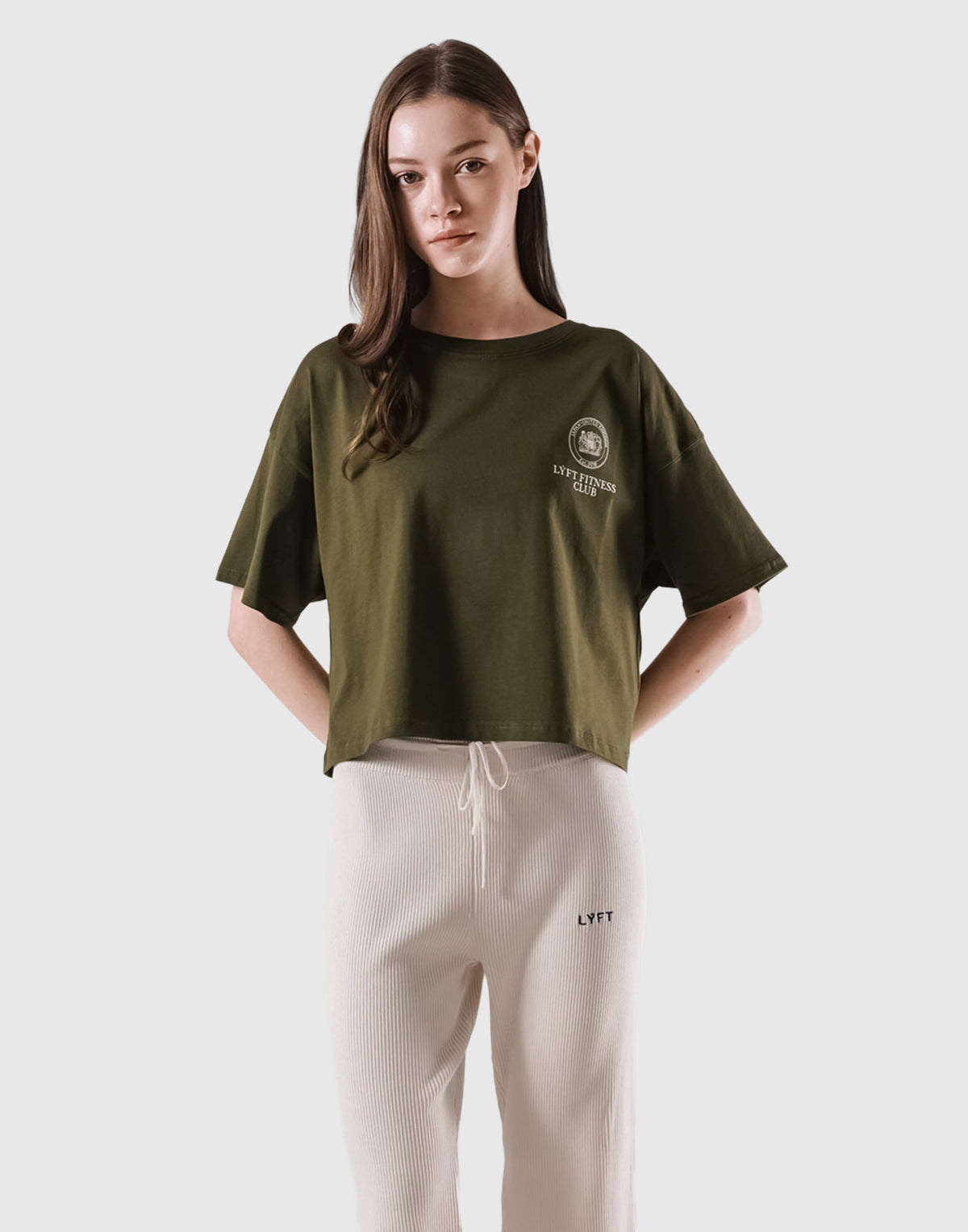Fitness Club Ring Cropped T-Shirt - Olive