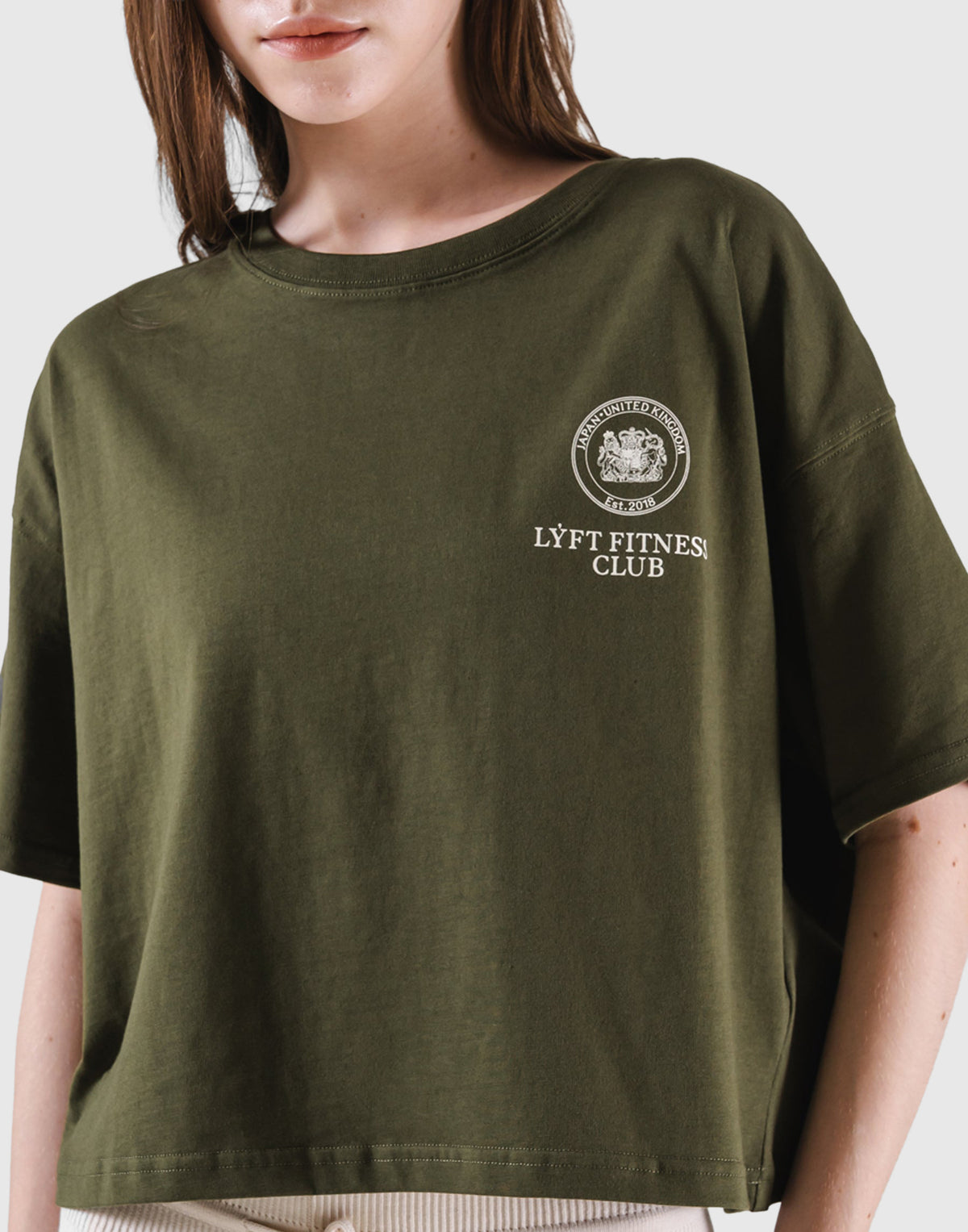 Fitness Club Ring Cropped T-Shirt - Olive