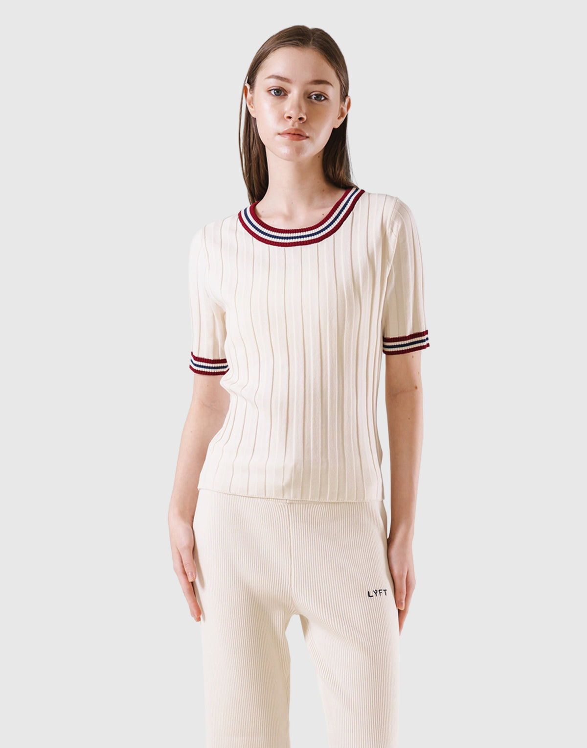 Tricolor Knit T-Shirt - Ivory