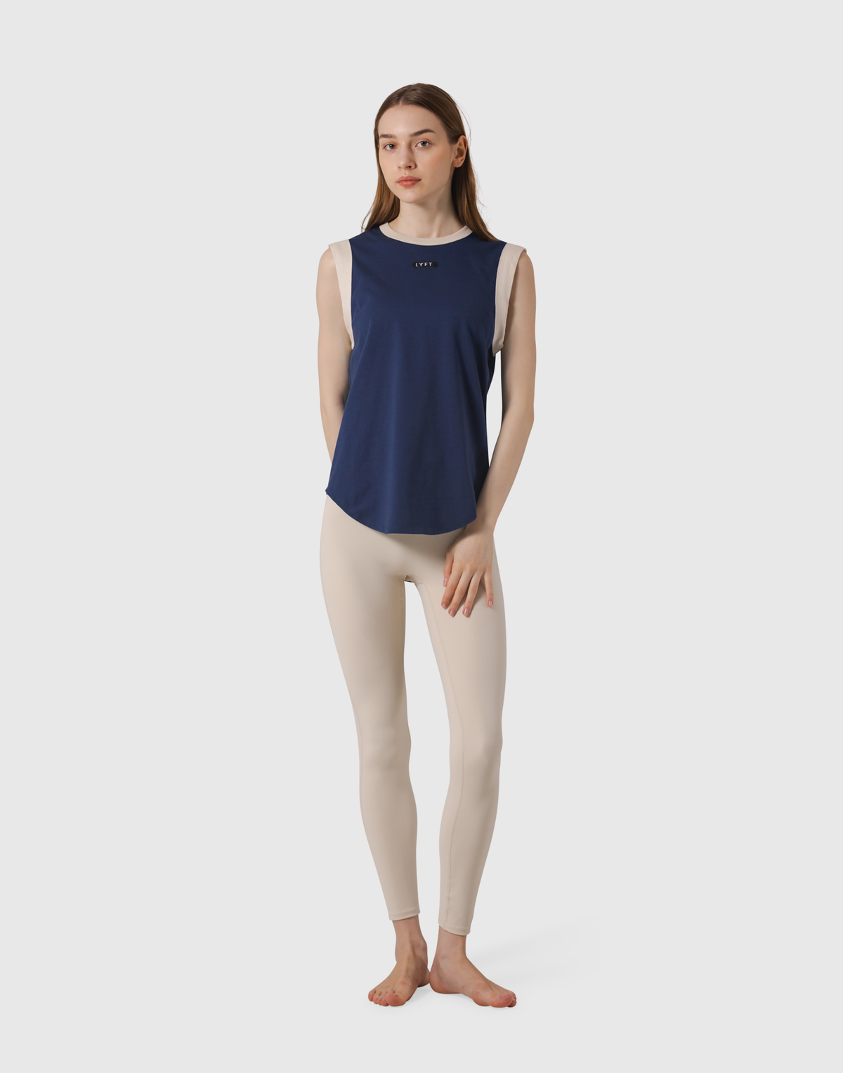 Bicolor Knit Patch Tanktop - Navy