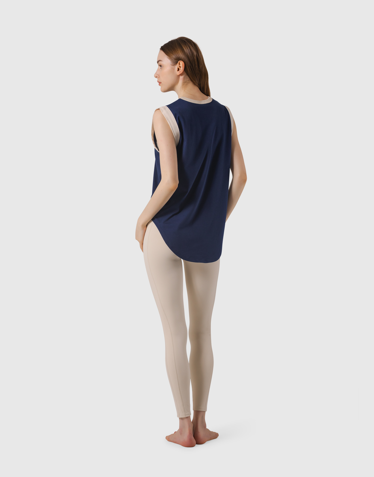 Bicolor Knit Patch Tanktop - Navy