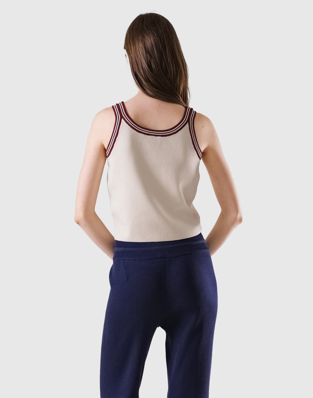 Tricolor Knit No Sleeve - Ivory