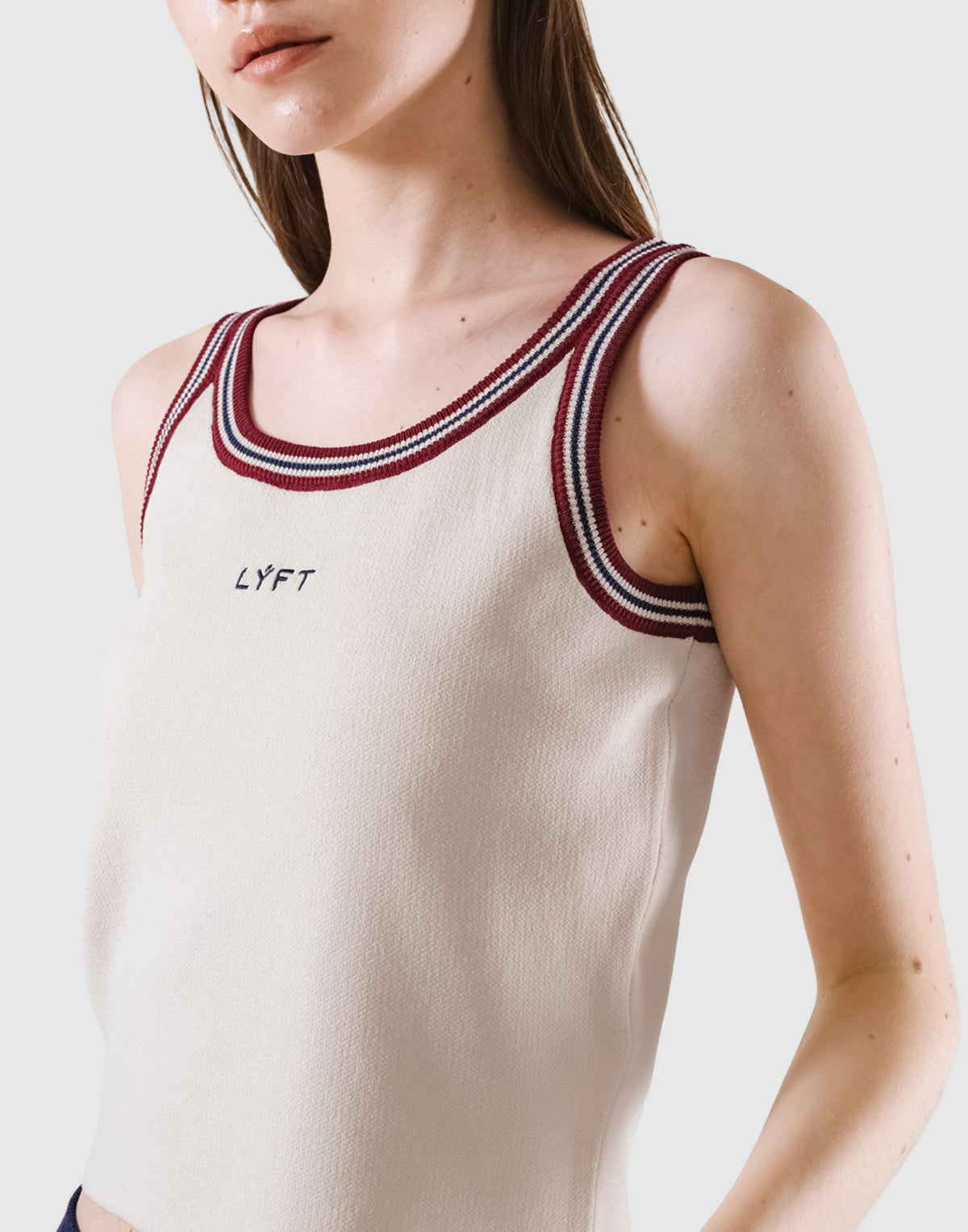 Tricolor Knit No Sleeve - Ivory