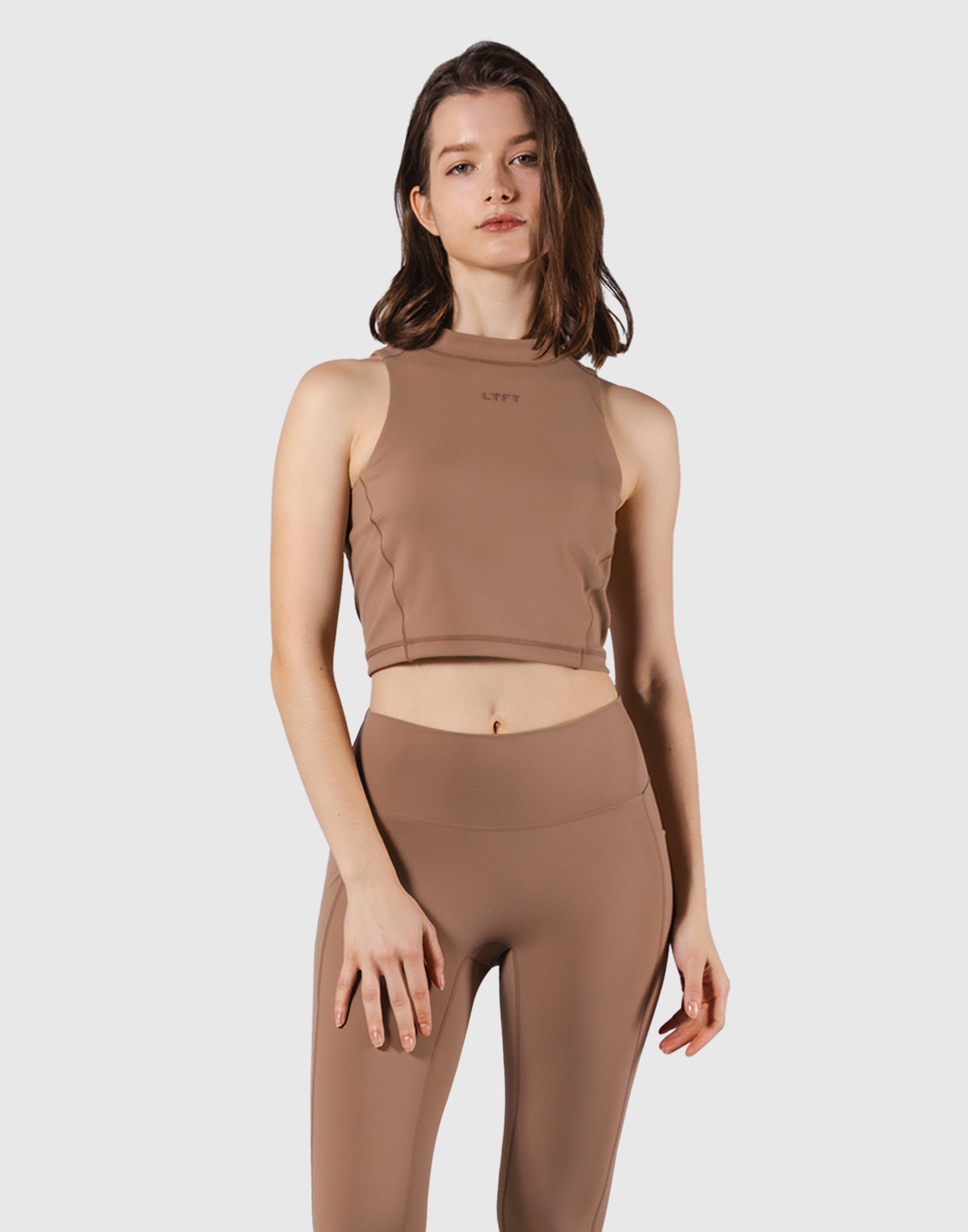 Cup In High Neck Tanktop - Brown