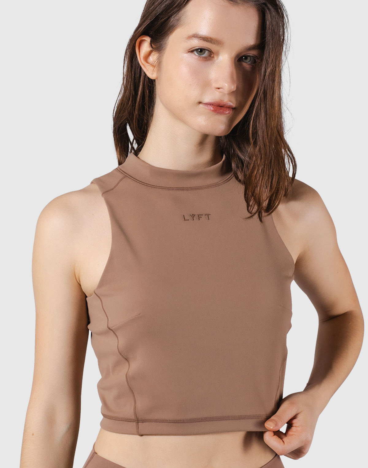 Cup In High Neck Tanktop - Brown