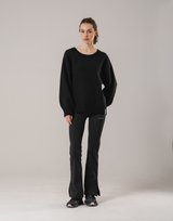 Back Logo Knit Pullover - Black