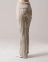 Cable Knit Flared Pants - Ivory