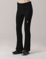 Cable Knit Flared Pants - Black