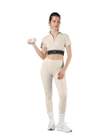 Half Zip Nylon T-Shirt - Ivory