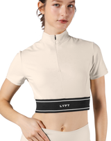 Half Zip Nylon T-Shirt - Ivory