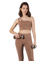 Cutout One Shoulder Bratop - Brown