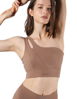 Cutout One Shoulder Bratop - Brown