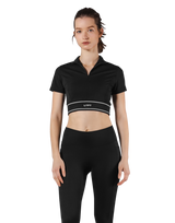 Half Zip Nylon T-Shirt - Black
