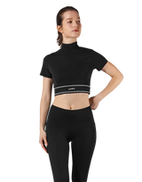 Half Zip Nylon T-Shirt - Black