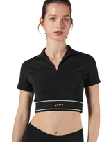 Half Zip Nylon T-Shirt - Black