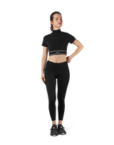 Half Zip Nylon T-Shirt - Black