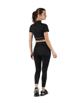 Half Zip Nylon T-Shirt - Black