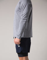 2Way Stretch Seamless Long Sleeve Tee - Grey