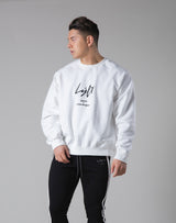 Script Logo 2Way Stretch Oversize Crewneck - White