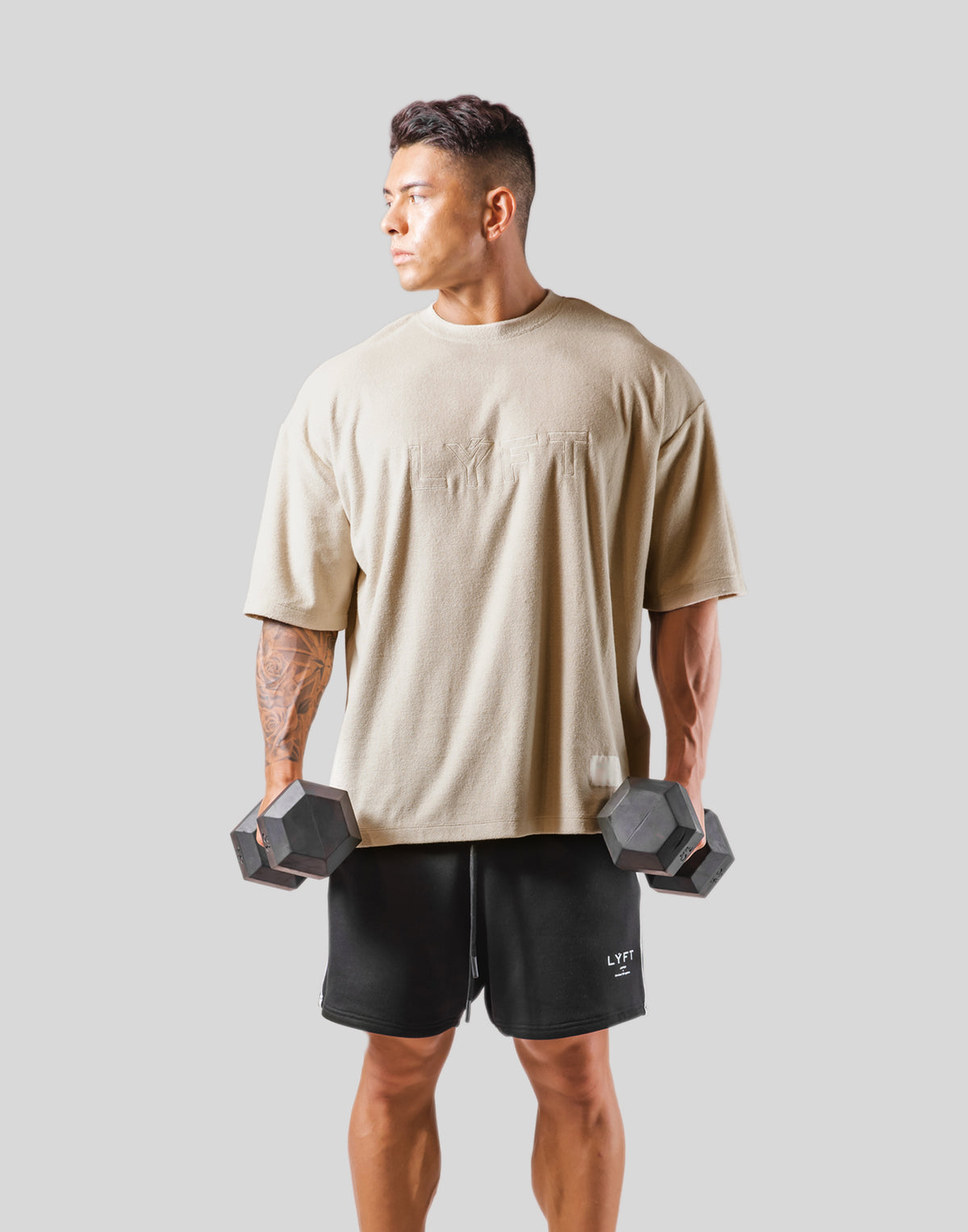 Outline Logo Pile Big T-Shirt - Beige