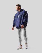 Wide Separate Oversize Sweat Hoodie - Navy
