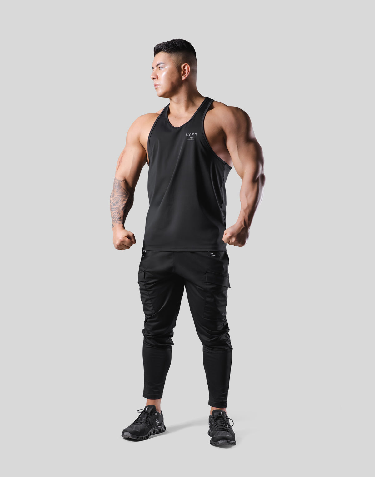 Stretch Waffle Nylon Training Tanktop - Black