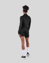 Slim Fit Half Zip Long Sleeve - Black