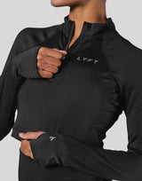 Slim Fit Half Zip Long Sleeve - Black