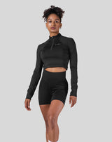 Slim Fit Half Zip Long Sleeve - Black