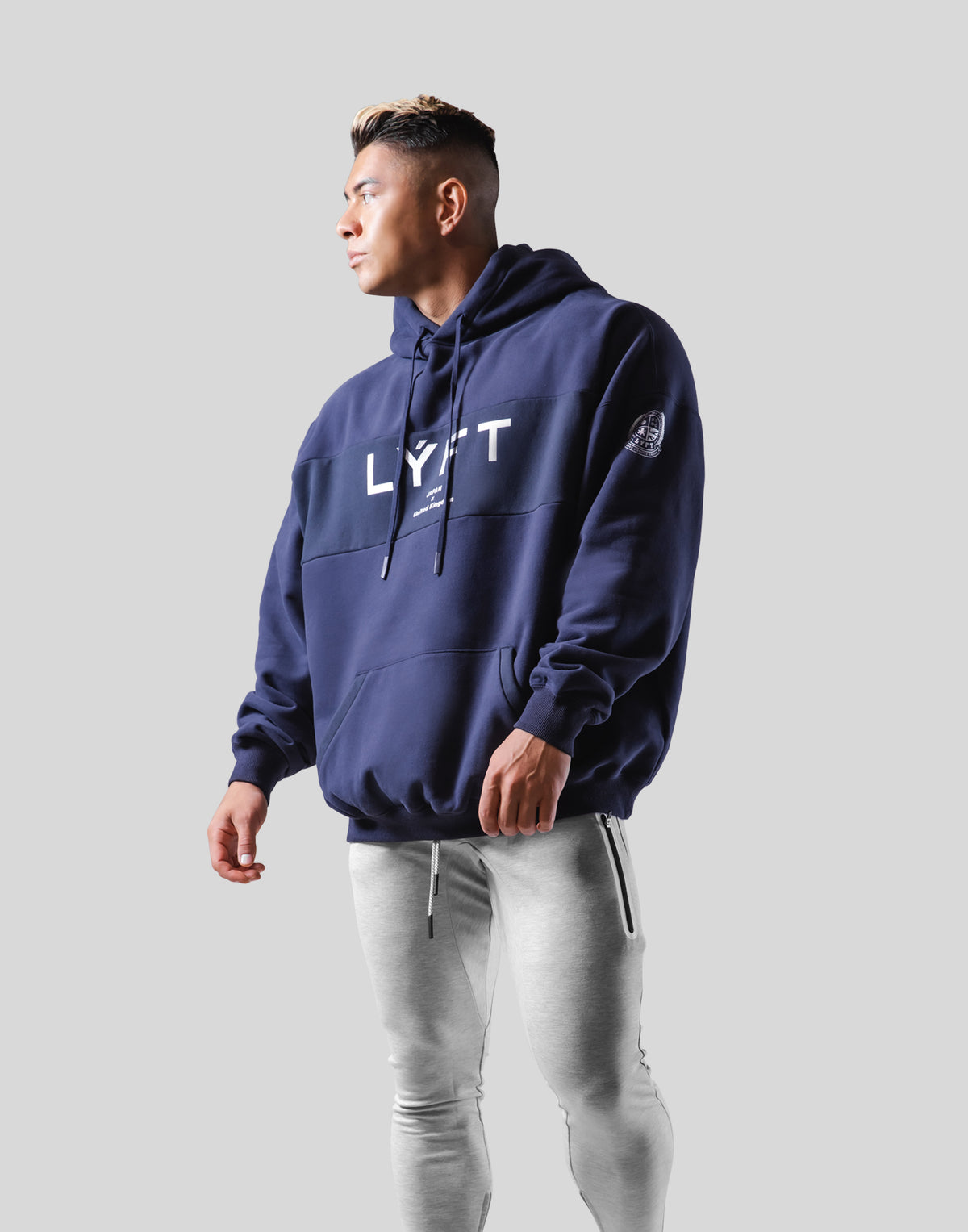 Wide Separate Oversize Sweat Hoodie - Navy