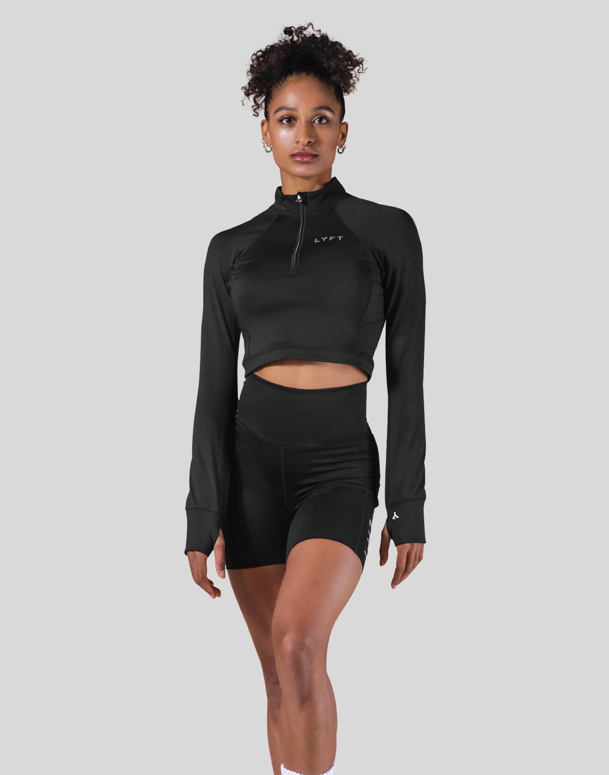 Slim Fit Half Zip Long Sleeve - Black