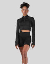 Slim Fit Half Zip Long Sleeve - Black