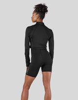 Slim Fit Half Zip Long Sleeve - Black