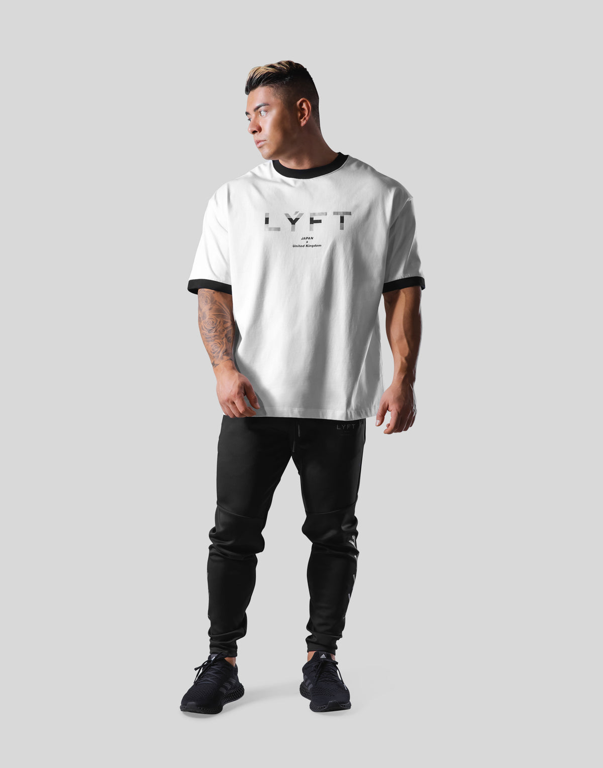 Stripe logo Big T-Shirt - White