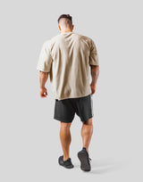 Outline Logo Pile Big T-Shirt - Beige