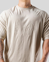 Script Logo Pile Big T-Shirt - Beige