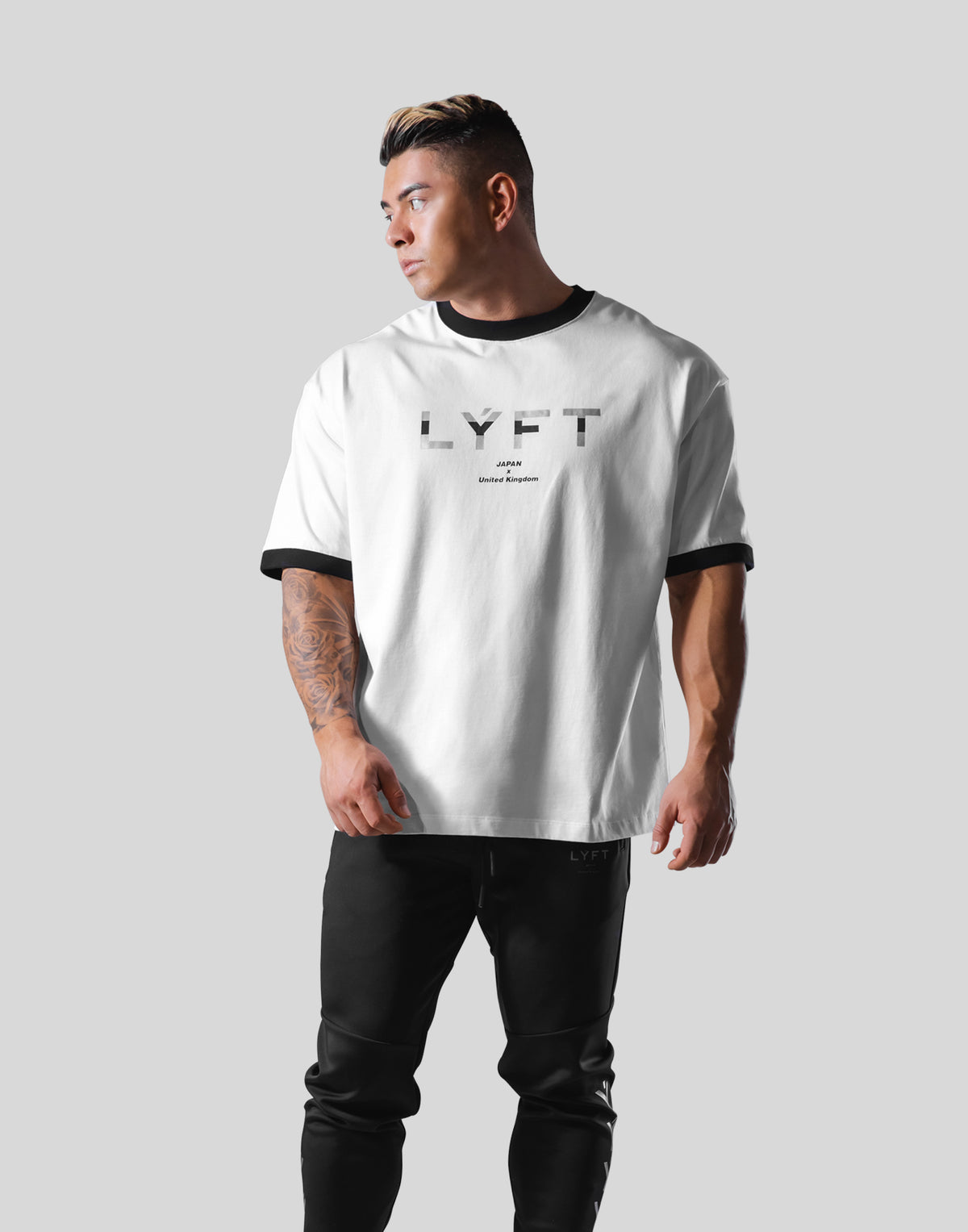 Stripe logo Big T-Shirt - White