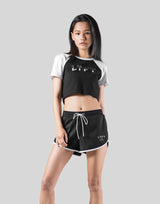 Cropped Raglan T-Shirt - Black