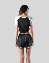 Cropped Raglan T-Shirt - Black