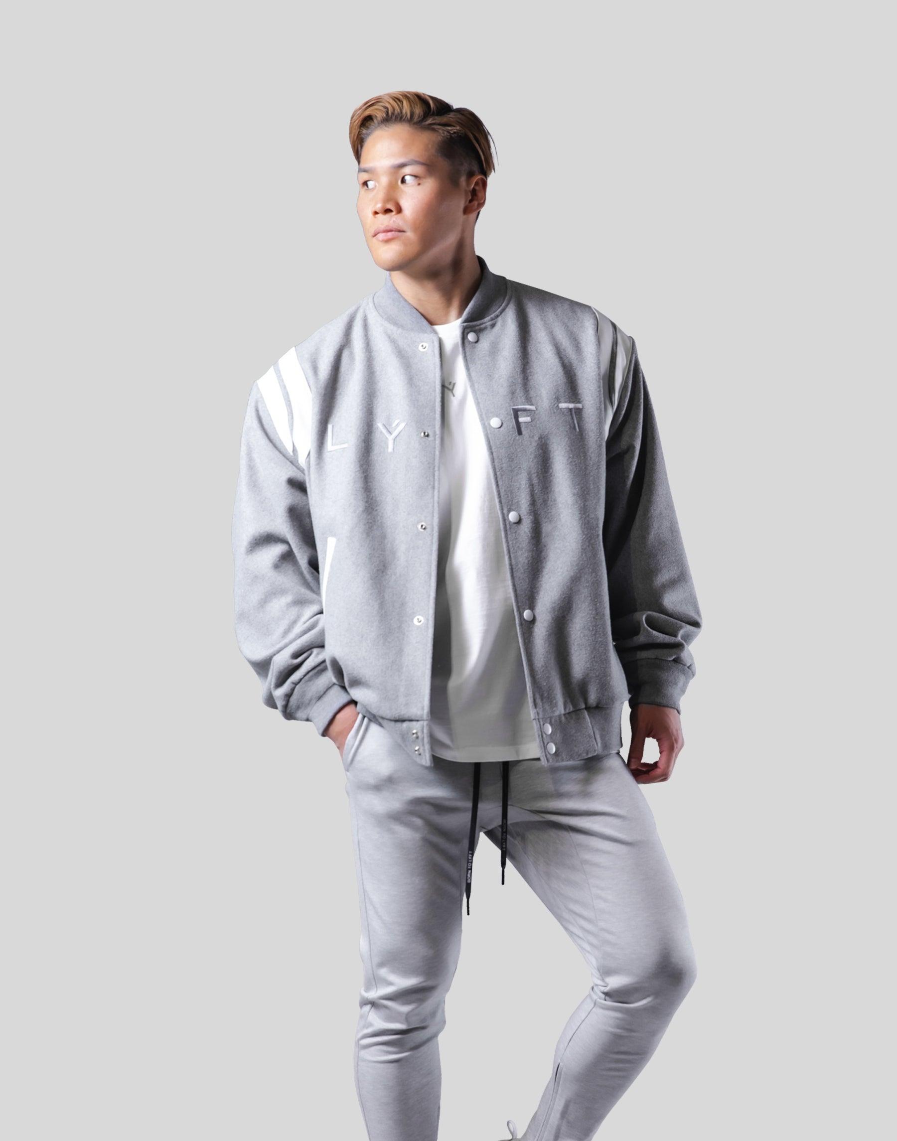 Round Shoulder Stadium Jacket - Grey – LÝFT