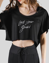 Loose Fit Stretch Message T-Shirt - Black