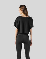 Loose Fit Stretch Message T-Shirt - Black