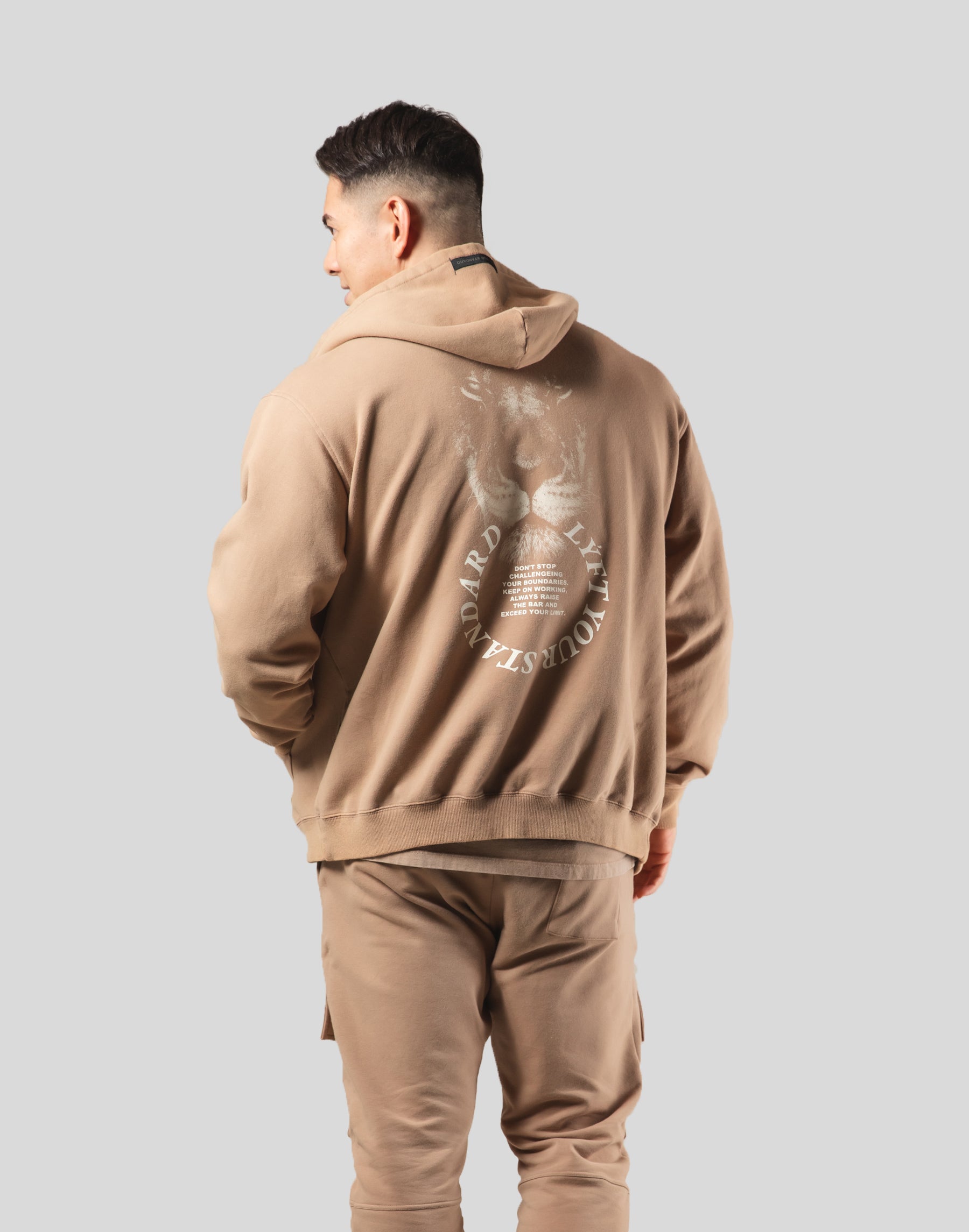 LYFT ZIPUP HOODIE BEIGE + T-SHIRT NAVY - Tシャツ/カットソー(半袖