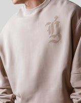 Old English Extra Wide Crewneck Sweat - Beige