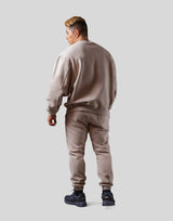 Old English Extra Wide Crewneck Sweat - Beige