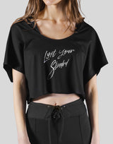 Loose Fit Stretch Message T-Shirt - Black